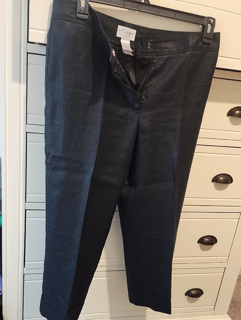 Villager Womens Black Linen Feel Pants